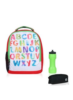 LIONBONE Kids Backpack With Sipper And Pouch White/Black/Green  - Image 1