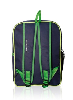 LIONBONE Football Printed Polyester Kids Backpack with zip closure Ideal for 4-6 years age group, Plastic Sipper And Polyester Pouch Navy Blue/Black/Green  - Image 2