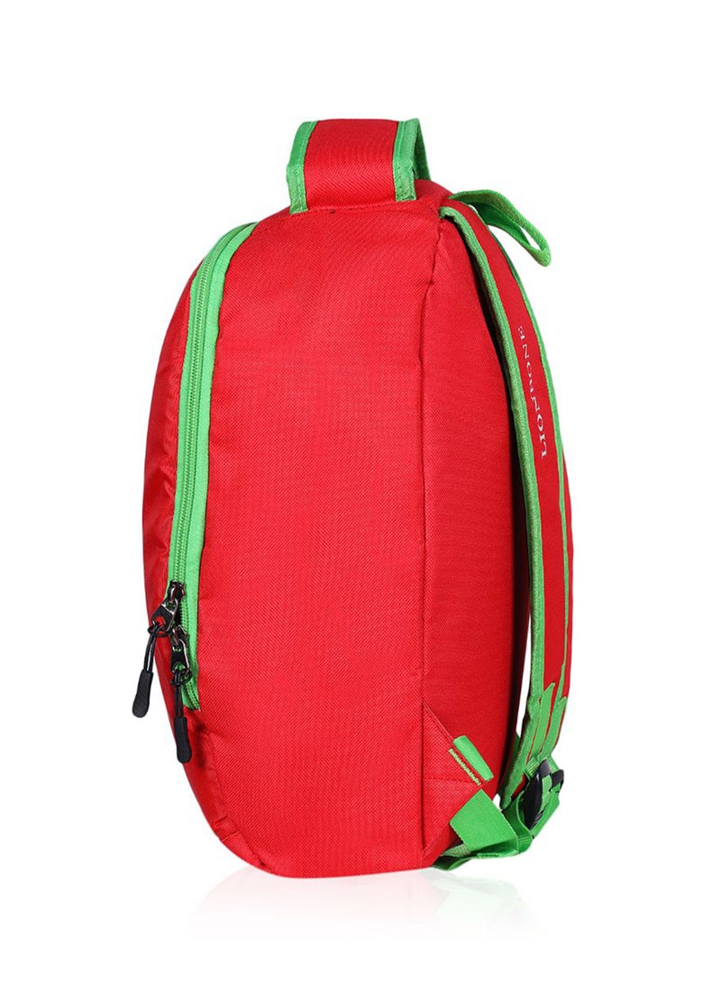 LIONBONE Lion printed Polyester Kids Backpack with zip closure Ideal for 6-8 years age group, Plastic Sipper And Polyester Pouch Red/Black/Green  - Image 5