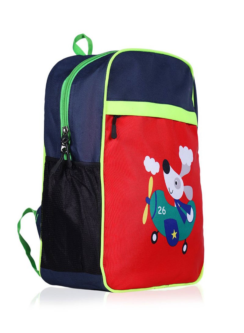 Combo of Animal Printed Polyester Kids Backpack with zip closure Ideal for 6-8 years age group, Plastic Sipper And Polyester Pouch Navy/Red/Green - v1647412564/N49566401A_3