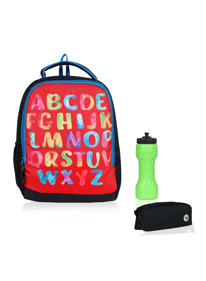 LIONBONE English Alphabet Printed Polyester Kids Backpack with zip closure Ideal for 6-8 years age group, Plastic Sipper And Polyester Pouch Multicolour  - Image 1
