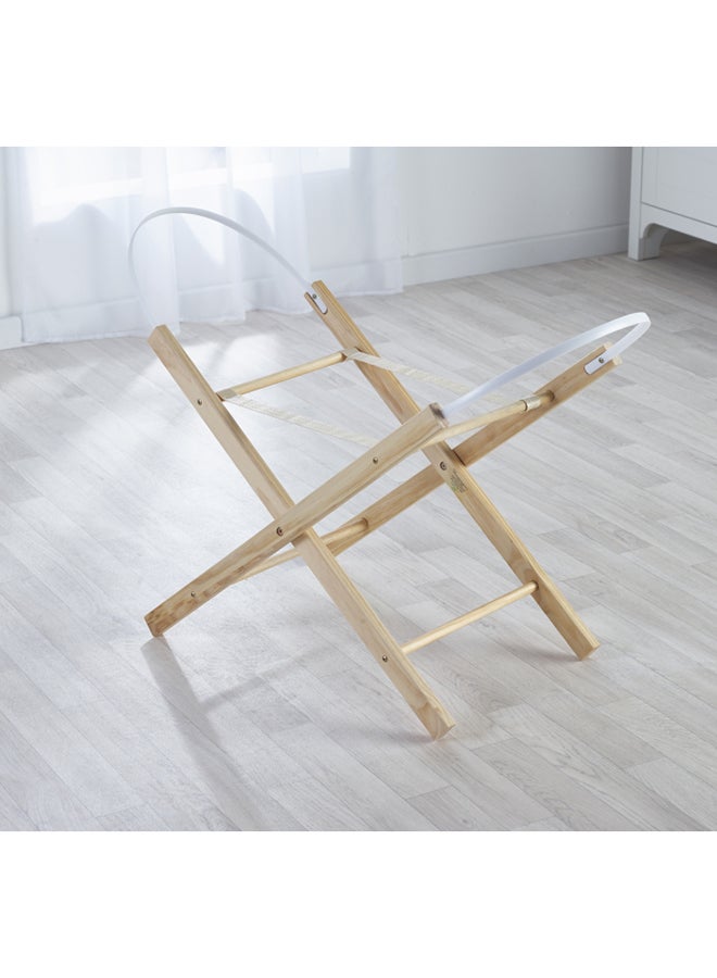 كايندر فالي مهد سلة موسى من النخيل وقطن الوافل مع حامل قابل للطي - أبيض - Image 4