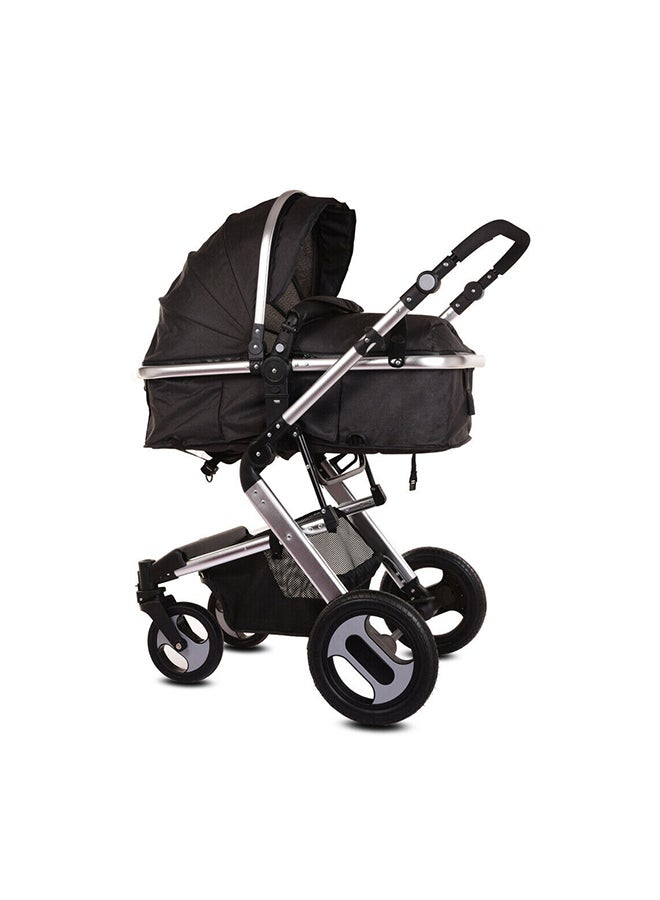 Kidle Compact Baby High View Stroller With Adjustable Recline Position And Canopy Grey/Black/Silver  - Image 2
