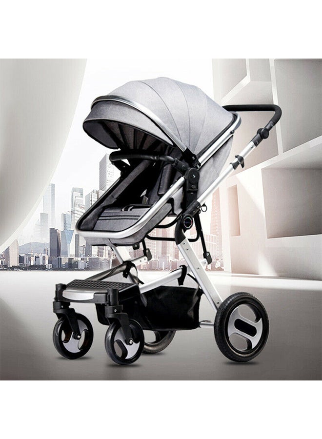Kidle - Compact Baby High View Stroller With Adjustable Recline Position And Canopy Grey/Black/Silver - Image 1