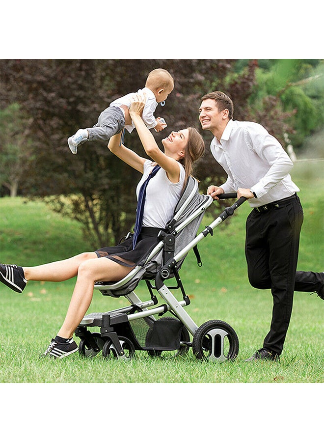 Kidle - Compact Baby High View Stroller With Adjustable Recline Position And Canopy Grey/Black/Silver - Image 1