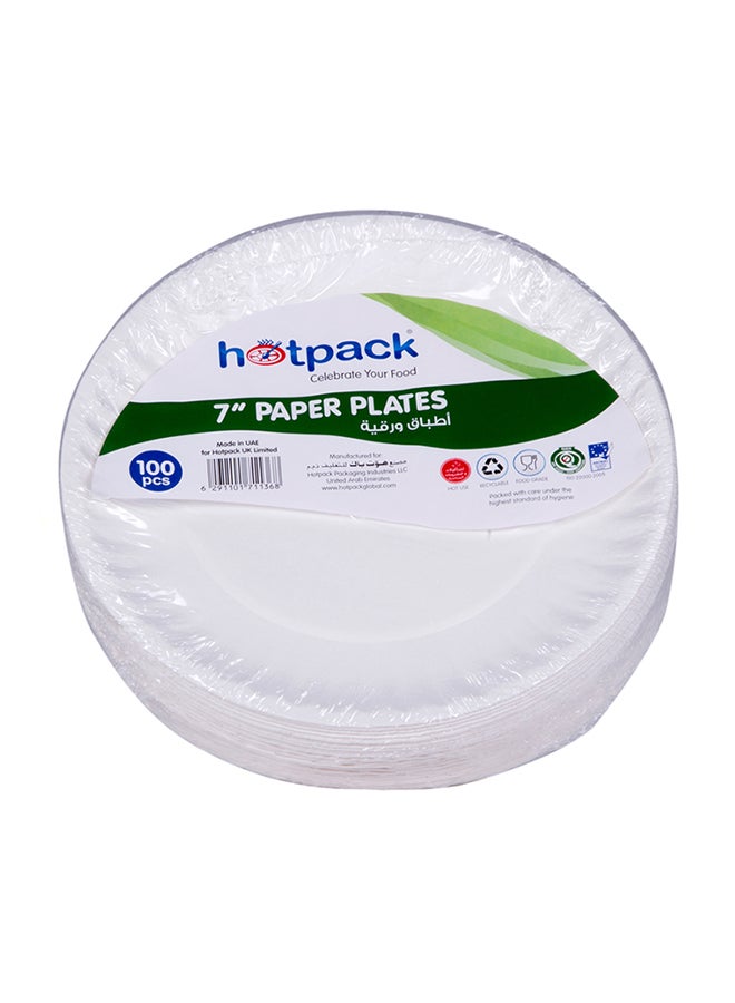Hotpack 100-Piece Paper Plate Set White 10 x 7inch  - Image 1
