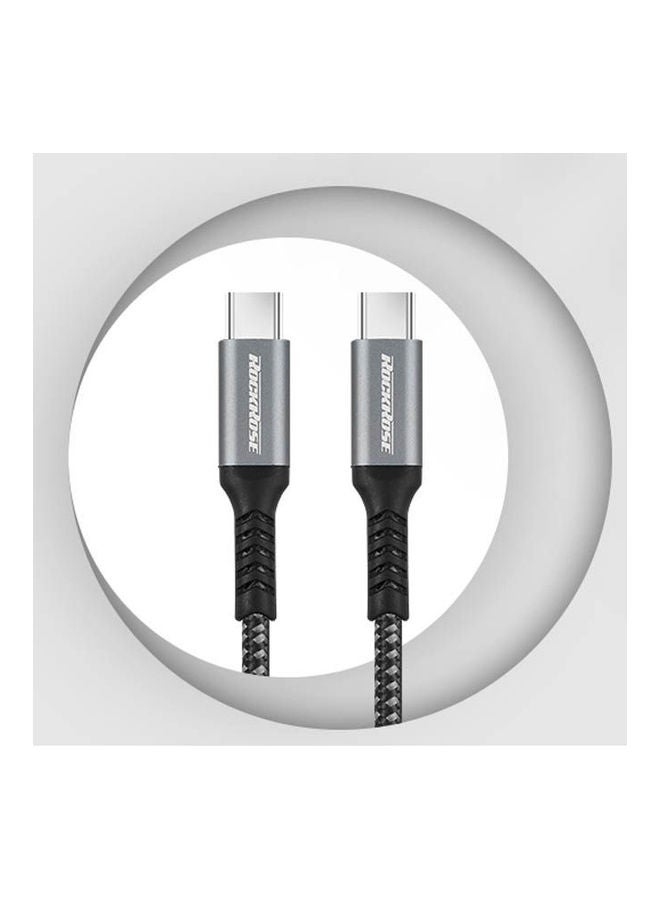 روكروز 3A 60W Max 2M Type-C To Type-C Cable Midnight Blue-Black  - Image 4