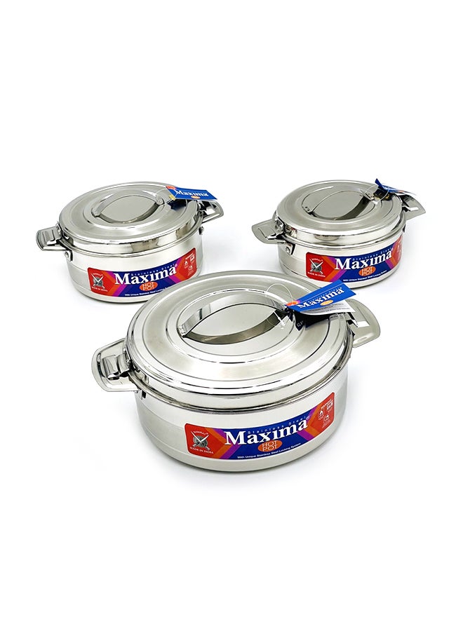 Maxima 3-Piece Crystal Hot Pot Food Saver Set Silver 3-Piece - Image 2