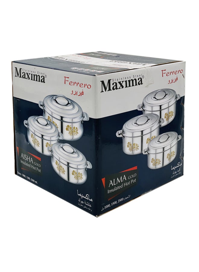Maxima 3-Piece Crystal Hot Pot Food Saver Set Silver 3-Piece - Image 4