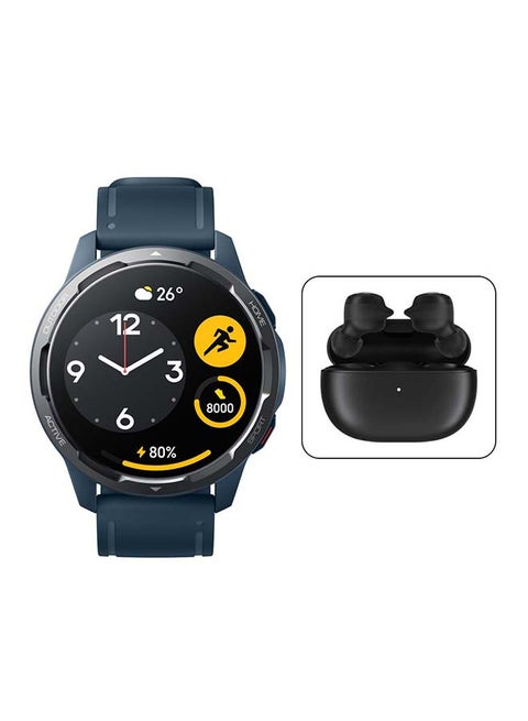 12.0 mAh Smart Watch S1 Active 1.43 Inch Touch Screen AMOLED Display 5ATM Water Resistant 12 Days Battery Life GPS 117 Fitness Modes 200+ Watch Faces Bluetooth Phone Call NFC Support With Redmi Buds 3 Lite Ocean Blue