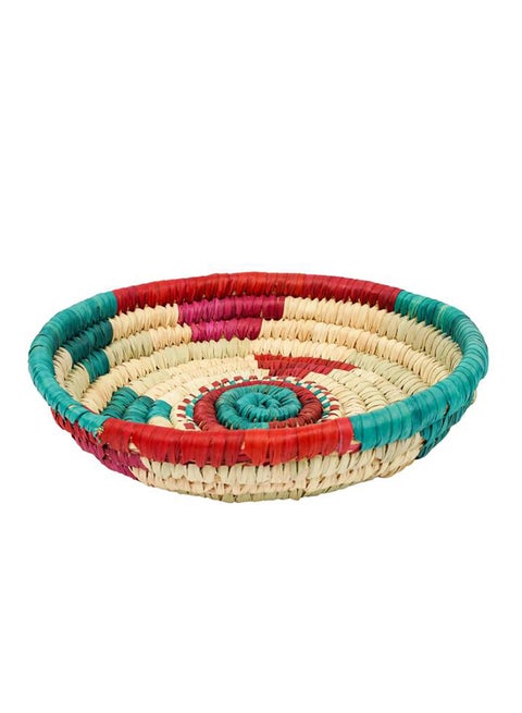 Handmade Wicker Round Fruit, Vegetable Tray Storage Basket Wall Hanging Kitchen Use Multicolour 30x6cm