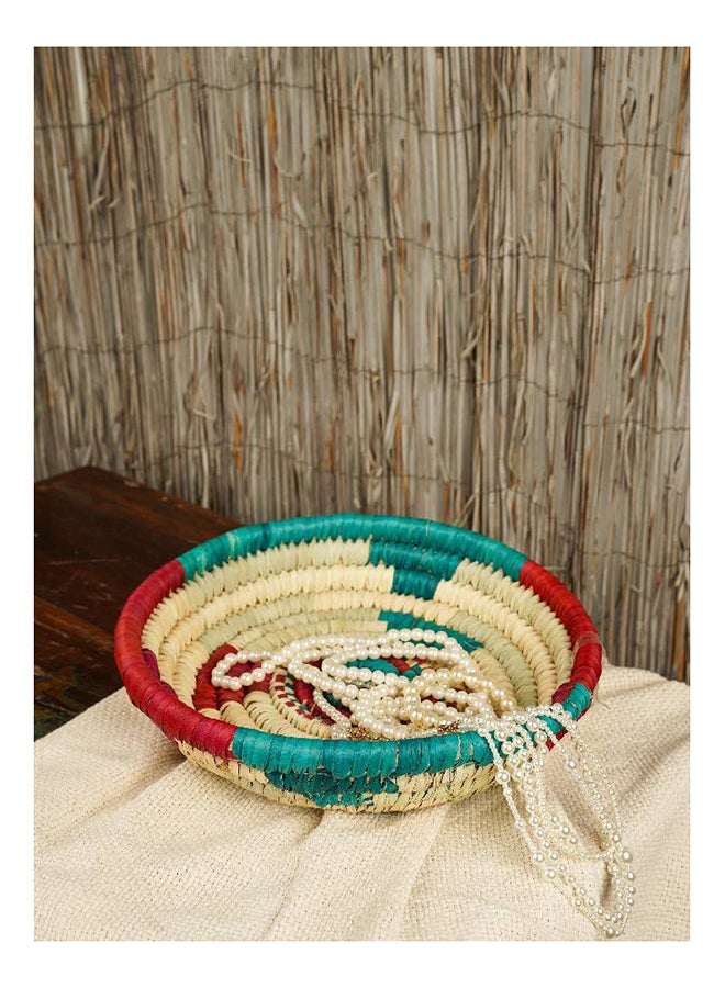 Handmade Wicker Round Fruit, Vegetable Tray Storage Basket Wall Hanging Kitchen Use Multicolour 30x6cm