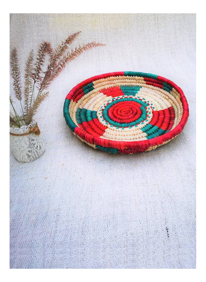 Handmade Wicker Round Fruit, Vegetable Tray Storage Basket Wall Hanging Kitchen Use Multicolour 30x6cm