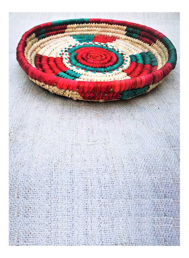 Handmade Wicker Round Fruit, Vegetable Tray Storage Basket Wall Hanging Kitchen Use Multicolour 30x6cm