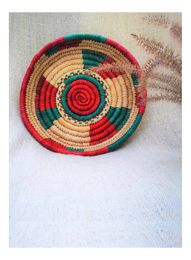 Handmade Wicker Round Fruit, Vegetable Tray Storage Basket Wall Hanging Kitchen Use Multicolour 30x6cm