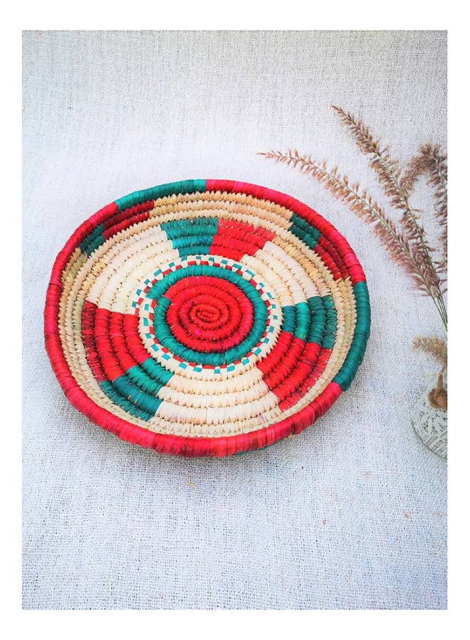 Handmade Wicker Round Fruit, Vegetable Tray Storage Basket Wall Hanging Kitchen Use Multicolour 30x6cm