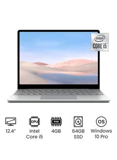 Surface Laptop Go With 12.4-Inch PixelSense Display, 10th Gen Core i5 1035G1 Processor/4GB RAM/64GB eMMC/Intel UHD Graphics/Windows 10 Pro english Platinum