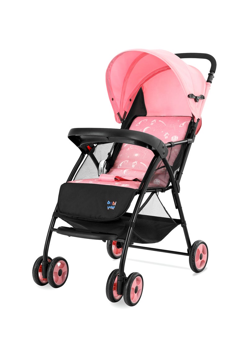 Lightweight Baby Stroller Compact And Easy One - Hand Fold With Adjustable Leg Rest And Top Tray Ideal For Newborn Baby To 3 Years Pink - v1647428042/N52082631A_1
