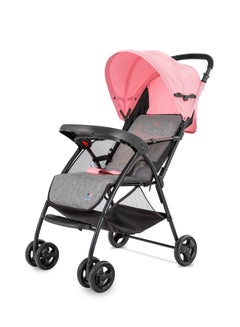 Bebi Lightweight Baby Stroller Compact And Easy One - Hand Fold With Adjustable Leg Rest And Top Tray Ideal For Newborn Baby To 3 Years Ligh Pink /grey  - Image 1