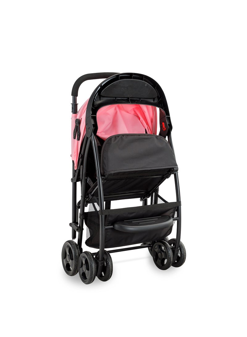 Bebi - Lightweight Baby Stroller Compact And Easy One - Hand Fold With Adjustable Leg Rest And Top Tray Ideal For Newborn Baby To 3 Years Ligh Pink /grey - Image 1