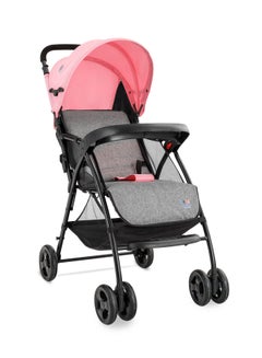 Bebi Lightweight Baby Stroller Compact And Easy One - Hand Fold With Adjustable Leg Rest And Top Tray Ideal For Newborn Baby To 3 Years Ligh Pink /grey  - Image 3
