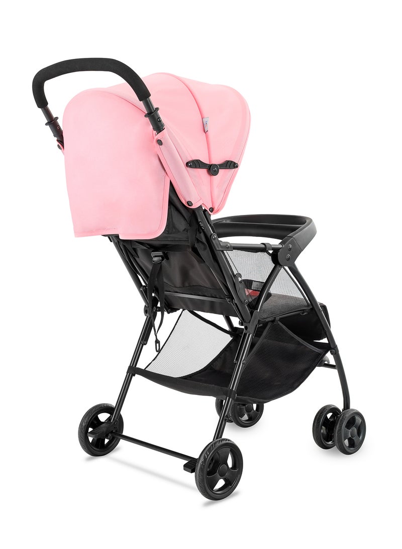 Bebi - Lightweight Baby Stroller Compact And Easy One - Hand Fold With Adjustable Leg Rest And Top Tray Ideal For Newborn Baby To 3 Years Ligh Pink /grey - Image 1