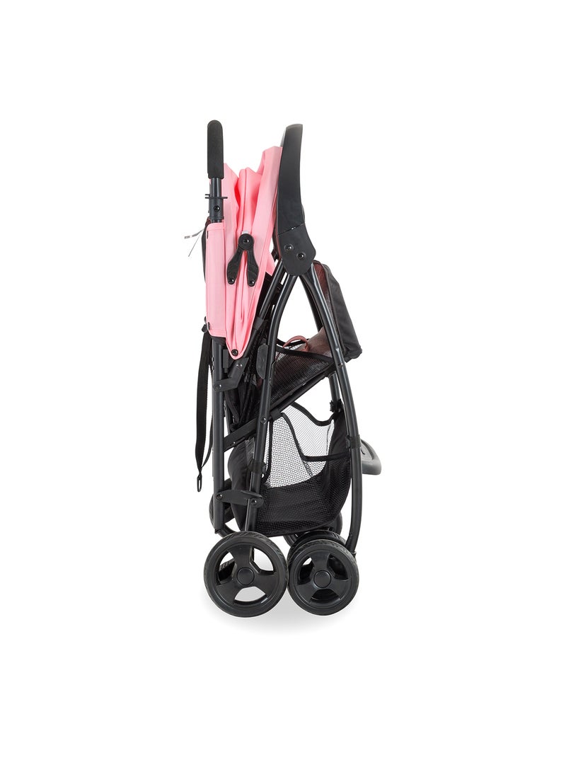 Bebi - Lightweight Baby Stroller Compact And Easy One - Hand Fold With Adjustable Leg Rest And Top Tray Ideal For Newborn Baby To 3 Years Ligh Pink /grey - Image 1