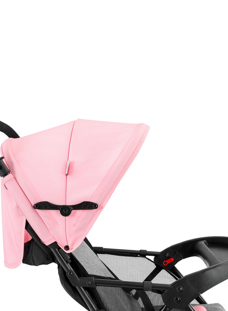 Bebi - Lightweight Baby Stroller Compact And Easy One - Hand Fold With Adjustable Leg Rest And Top Tray Ideal For Newborn Baby To 3 Years Ligh Pink /grey - Image 1