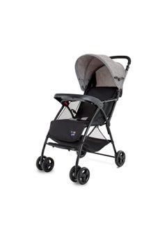 Lightweight Baby Stroller Compact And Easy One - Hand Fold With Adjustable Leg Rest And Top Tray Ideal For Newborn Baby To 3 Years Grey /black