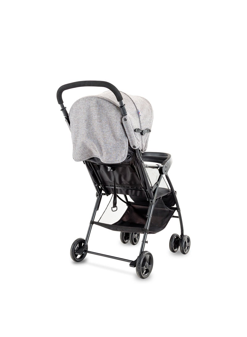 Bebi - Lightweight Baby Stroller Compact And Easy One - Hand Fold With Adjustable Leg Rest And Top Tray Ideal For Newborn Baby To 3 Years Grey /black - Image 1