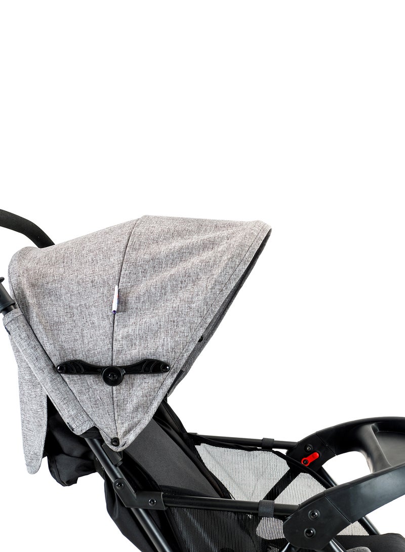 Bebi - Lightweight Baby Stroller Compact And Easy One - Hand Fold With Adjustable Leg Rest And Top Tray Ideal For Newborn Baby To 3 Years Grey /black - Image 1