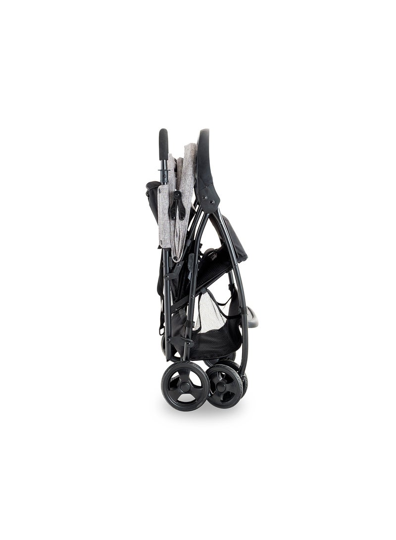 Bebi - Lightweight Baby Stroller Compact And Easy One - Hand Fold With Adjustable Leg Rest And Top Tray Ideal For Newborn Baby To 3 Years Grey /black - Image 1