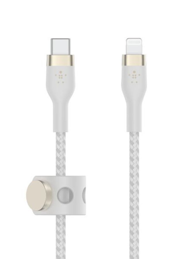 belkin - BoostCharge Pro Flex Braided USB Type C to Lightning Cable (1M/3.3FT), MFi Certified 20W Fast Charging PD Power Delivery for iPhone 14/14 Plus, 13, 12, Pro, Max, Mini, SE, iPad and More White - Image 1