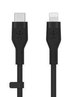 belkin BoostCharge Pro Flex Silicone USB C To Lightning Cable, MFI Certified iPhone Cable 20W Fast Charging Power Delivery For iPhone 15, 14, 13, 12, Pro, Plus, Pro Max, Mini, iPad And More - (1M) Black  - Image 3