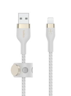 belkin BoostCharge Pro Flex Braided USB Type A To Lightning Cable, iPhone Charger Cable (3M/10Ft), MFI Certified Apple Cable For iPhone 15, 14, 13, 12, Pro, Max, Mini, Se, iPad And More white  - Image 2