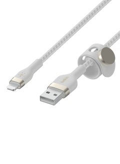 belkin BoostCharge Pro Flex Braided USB Type A To Lightning Cable, iPhone Charger Cable (3M/10Ft), MFI Certified Apple Cable For iPhone 15, 14, 13, 12, Pro, Max, Mini, Se, iPad And More white  - Image 3
