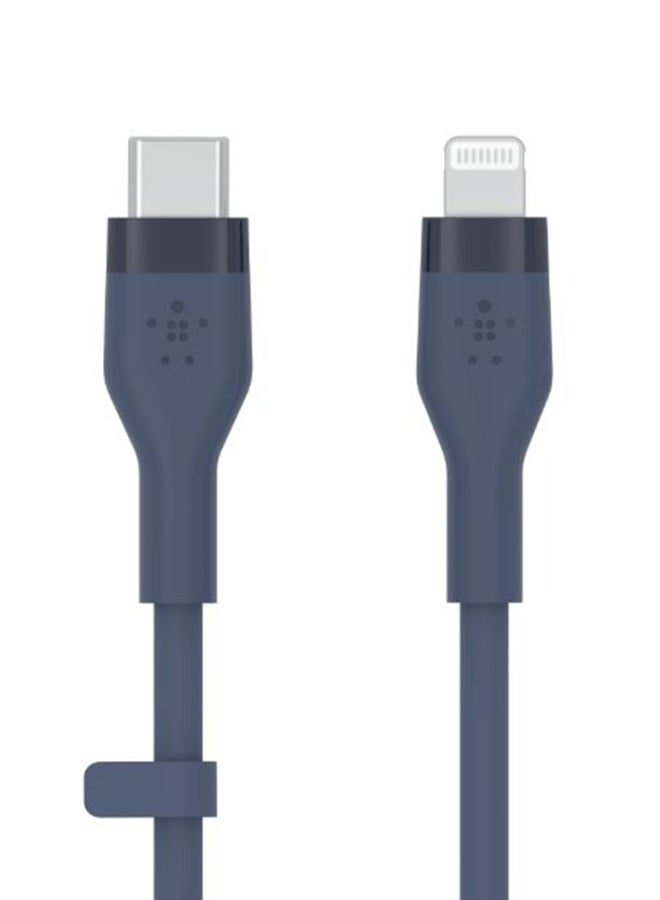 belkin - BoostCharge Pro Flex Silicone USB C To Lightning Cable, MFI Certified iPhone Cable 20W Fast Charging Power Delivery For iPhone 15, 14, 13, 12, Pro, Plus, Pro Max, Mini, iPad And More - (1M) Blue - Image 1