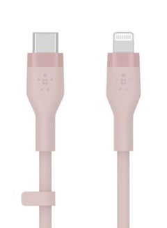 belkin BoostCharge Pro Flex Silicone USB C To Lightning Cable, MFI Certified iPhone Cable 20W Fast Charging Power Delivery For iPhone 15, 14, 13, 12, Pro, Plus, Pro Max, Mini, iPad And More - (1M) Pink  - Image 3