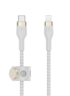 belkin BoostCharge Pro Flex Braided USB Type C To Lightning Cable (3M/10Ft), MFI Certified iPhone Cable 20W Fast Charging Power Delivery For iPhone 14/14 Plus, 13, 12, Pro, Max, Mini, Se, iPad And More White  - Image 2