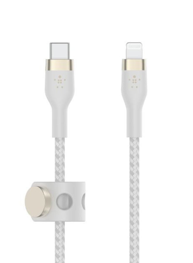 belkin - BoostCharge Pro Flex Braided USB Type C To Lightning Cable (3M/10Ft), MFI Certified iPhone Cable 20W Fast Charging Power Delivery For iPhone 14/14 Plus, 13, 12, Pro, Max, Mini, Se, iPad And More White - Image 1