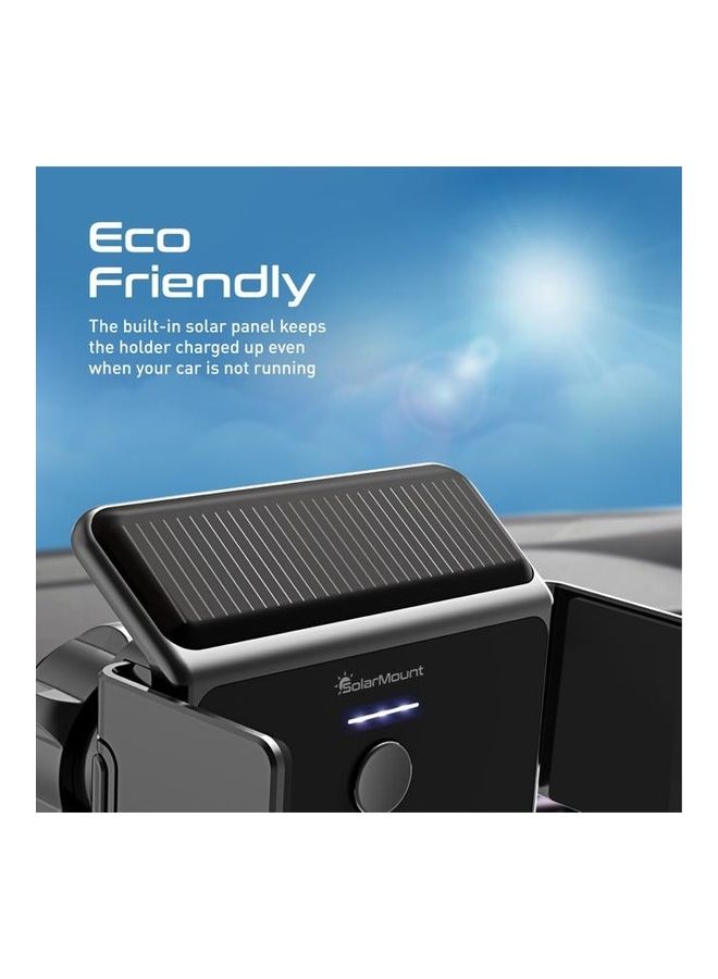 PROMATE - Solar Powered Car Phone Holder, Eco Powered AC Vent Mount Holder With Secure Auto Clamping, 360 Degree Rotation, One Touch Release And Stable Mounting For Apple iPhone 13, Galaxy S21, GPS Black - Image 1