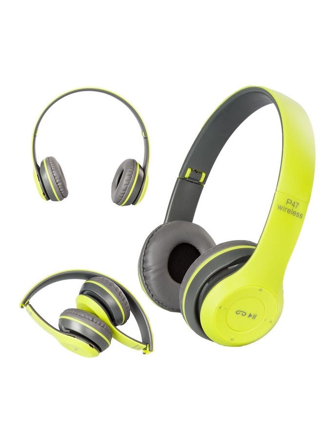 P47 Bluetooth Over-Ear Headphones Green/Grey  - Image 2