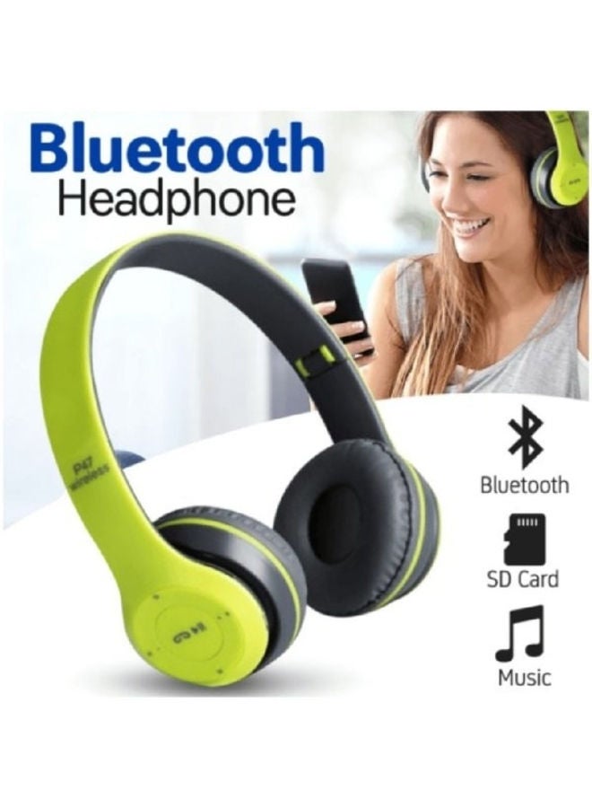 P47 Bluetooth Over-Ear Headphones Green/Grey  - Image 3