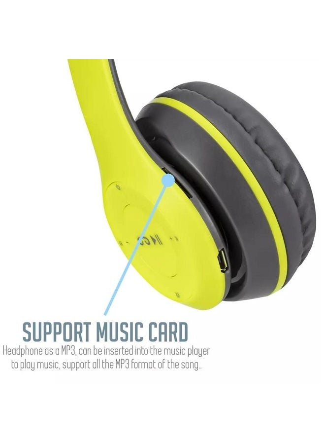 P47 Bluetooth Over-Ear Headphones Green/Grey  - Image 5