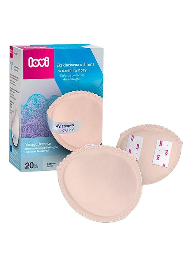 لوفي وسادة ثدي مريحة وناعمة للاستعمال لمرة واحدة ليلاً أو نهاراً - بلون بيج من 20 قطعة - Image 2