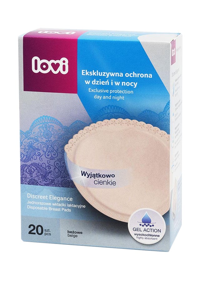 لوفي وسادة ثدي مريحة وناعمة للاستعمال لمرة واحدة ليلاً أو نهاراً - بلون بيج من 20 قطعة - Image 1