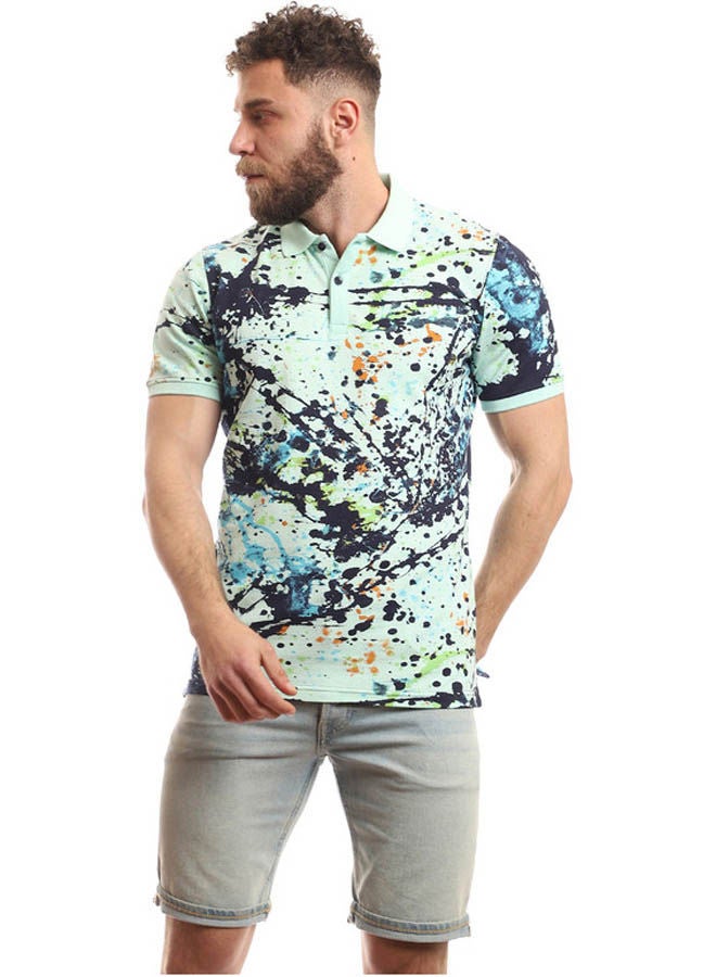بافون Casual Colour Blocked Polo Shirt Neck Light Blue  - Image 1