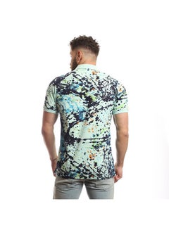 بافون Casual Colour Blocked Polo Shirt Neck Light Blue  - Image 3