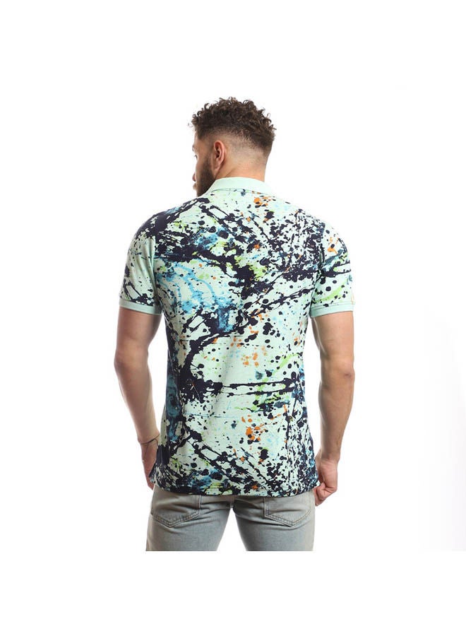 بافون Casual Colour Blocked Polo Shirt Neck Light Blue  - Image 3