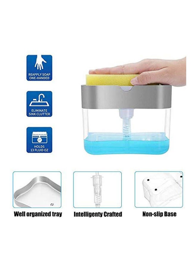 Generic - 2 In 1 Sponge Rack Shelf Soap Detergent Dispenser Pump Grey 40 x 55 x 36cm - Image 1